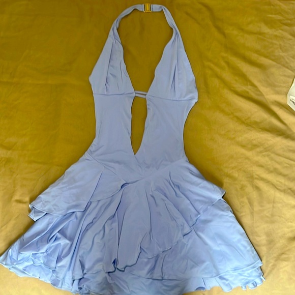 Oh Polly Halterneck Cut-Out Mini Dress Periwinkle Blue - Picture 4 of 11